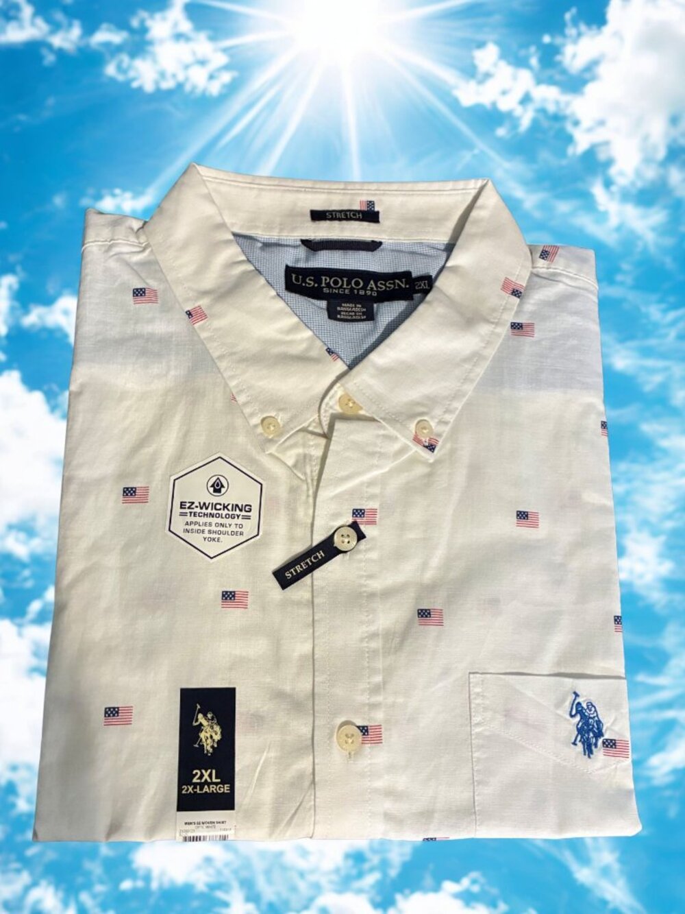 U.S. Polo Assn.  White Patriotic S/S Casual Shirt NWT